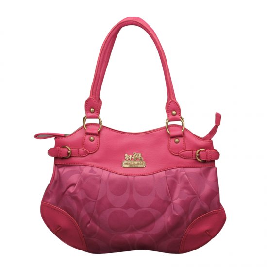 Coach Logo In Monogram Medium Fuchsia Satchels EMK - Click Image to Close